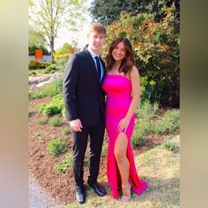 Hot Pink Strapless Mermaid Dress